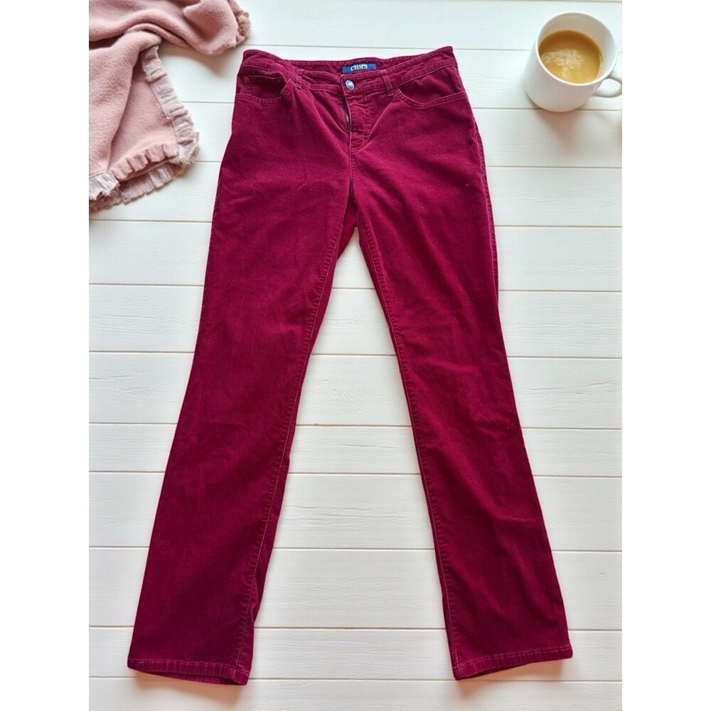Chaps Womens Corduroy Pants Red Velvet Feel Size 6 Preppy Y2K Style Fall